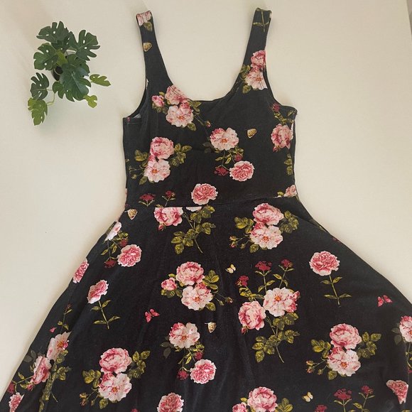 🌸 Women's Black Floral Mini Dress for Summer, S - Picture 3 of 4